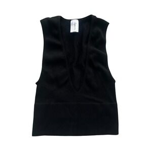 Dynamic Seamless Apparel OS Black Deep V Neck Ribbed Sleeveless Bra Tank Classic
